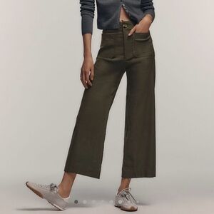 Anthropologie The Colette Cropped Wide-Leg
Trousers by Maeve Dried Fern Green